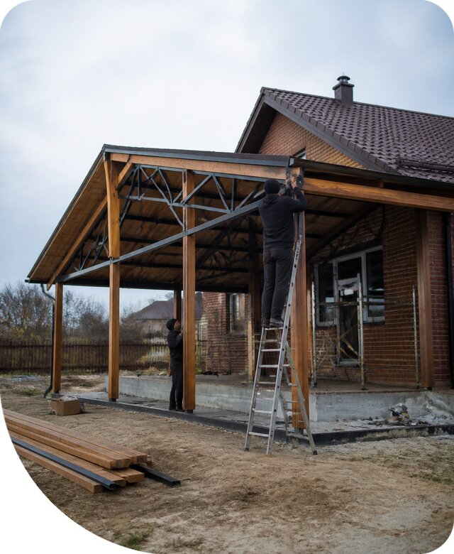 Пристройка навеса к дому и участку в Глазове под ключ